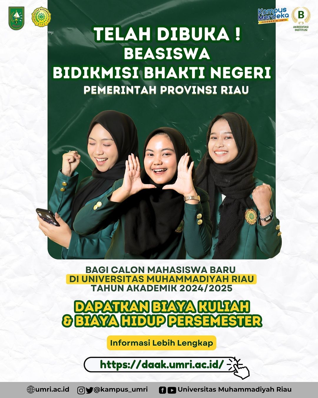 BEASISWA BIDIKMISI Bhakti Negeri Pemerintah Provinsi Riau Tahun 2024